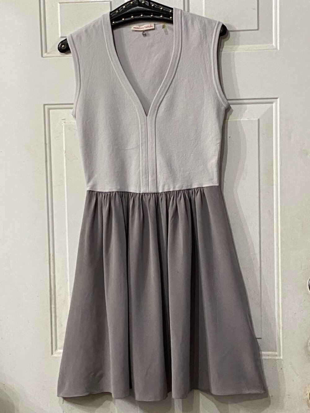 Rebecca Taylor Sz M Dress Fit & Flare Sleeveless Mauve Blush Silk/Viscose